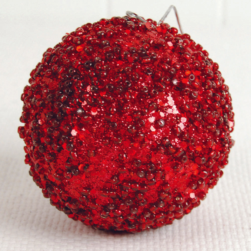 4" Red Jewel Ball Christmas Ornament