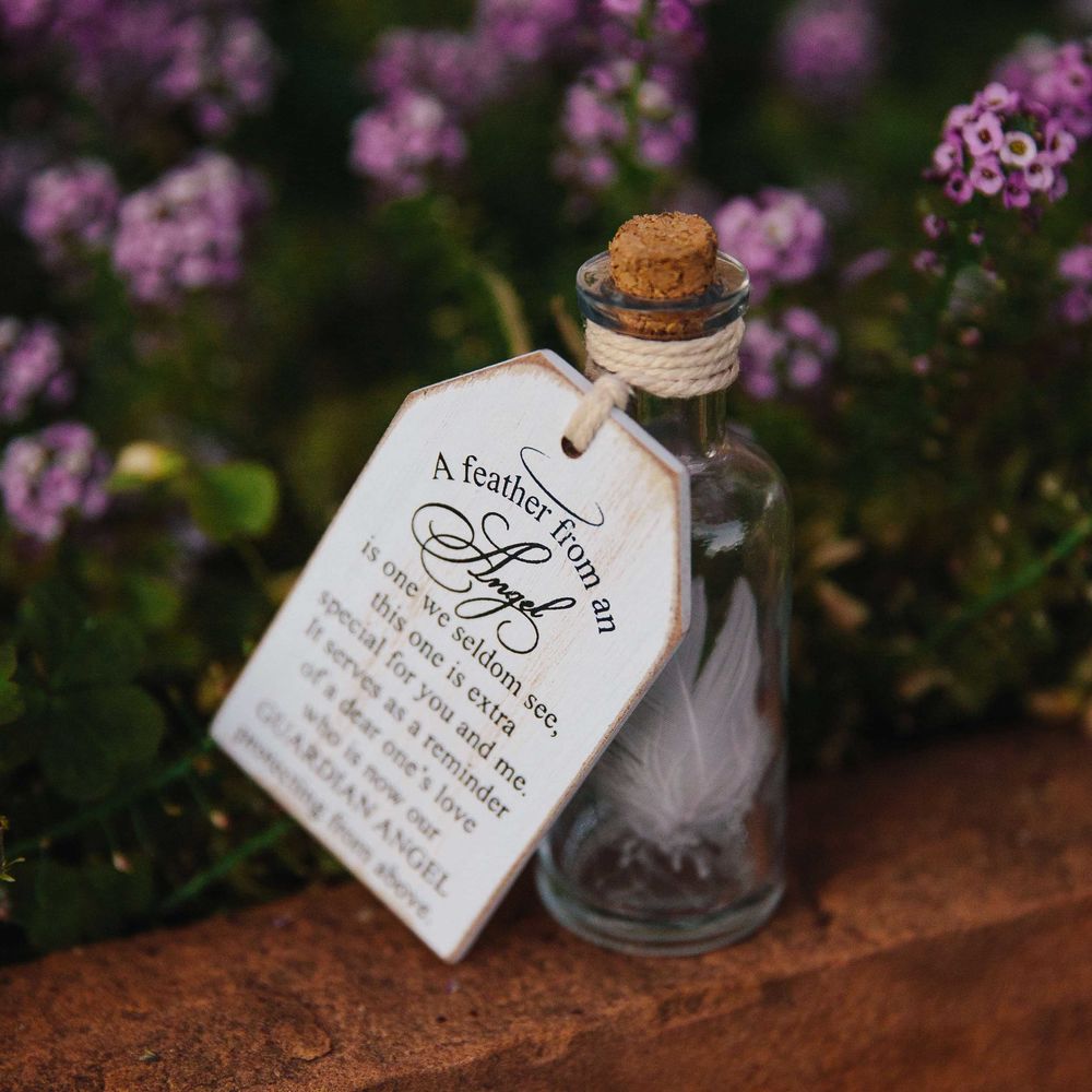 Angel Memorial Wood Tag with Inspirational Poem