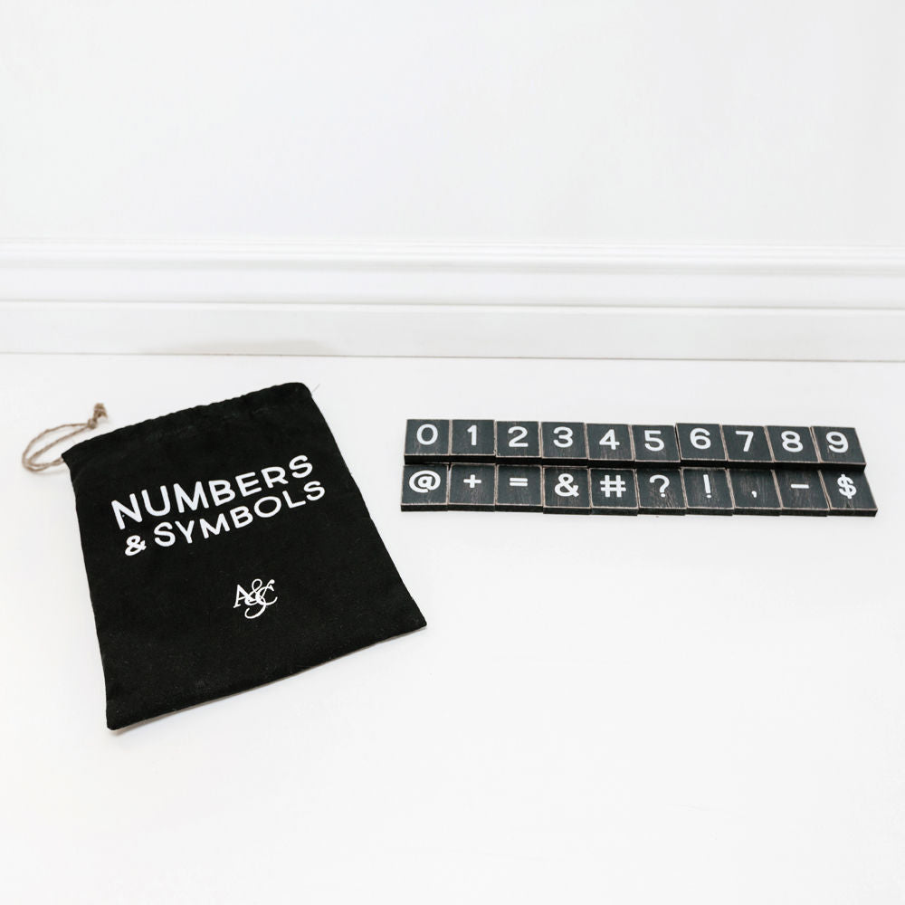 Letterboard Numbers & Symbols Set - Black & White