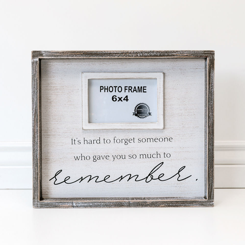 14" Wooden Photo Frame with "Remember" Sentiment