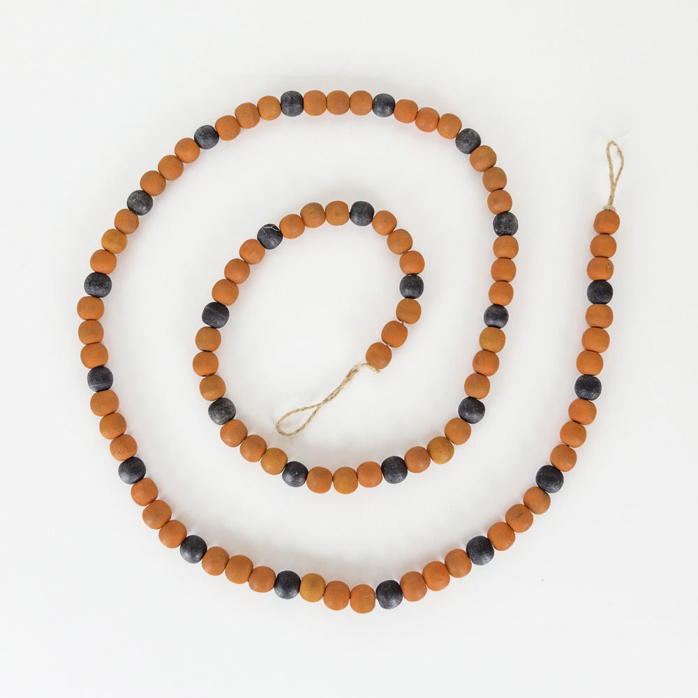 Halloween Wood Bead Garland in Orange and Black