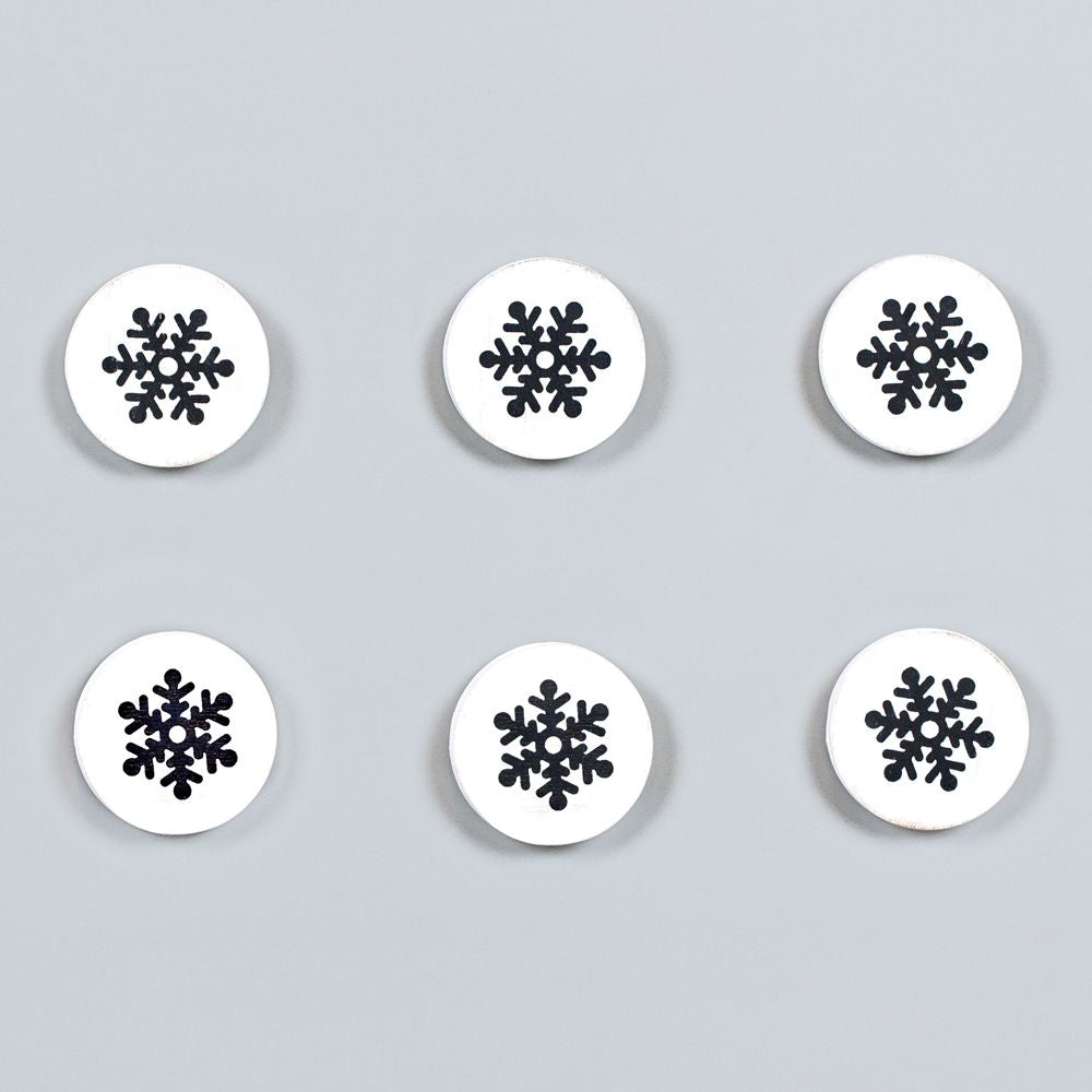 Snowflake Wood Shapes Set - White & Black (6 Pieces)