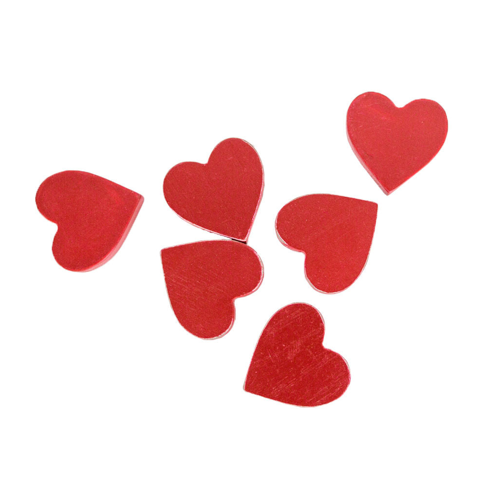 Dwella Decor Red Heart Wooden Shapes - Set of 6