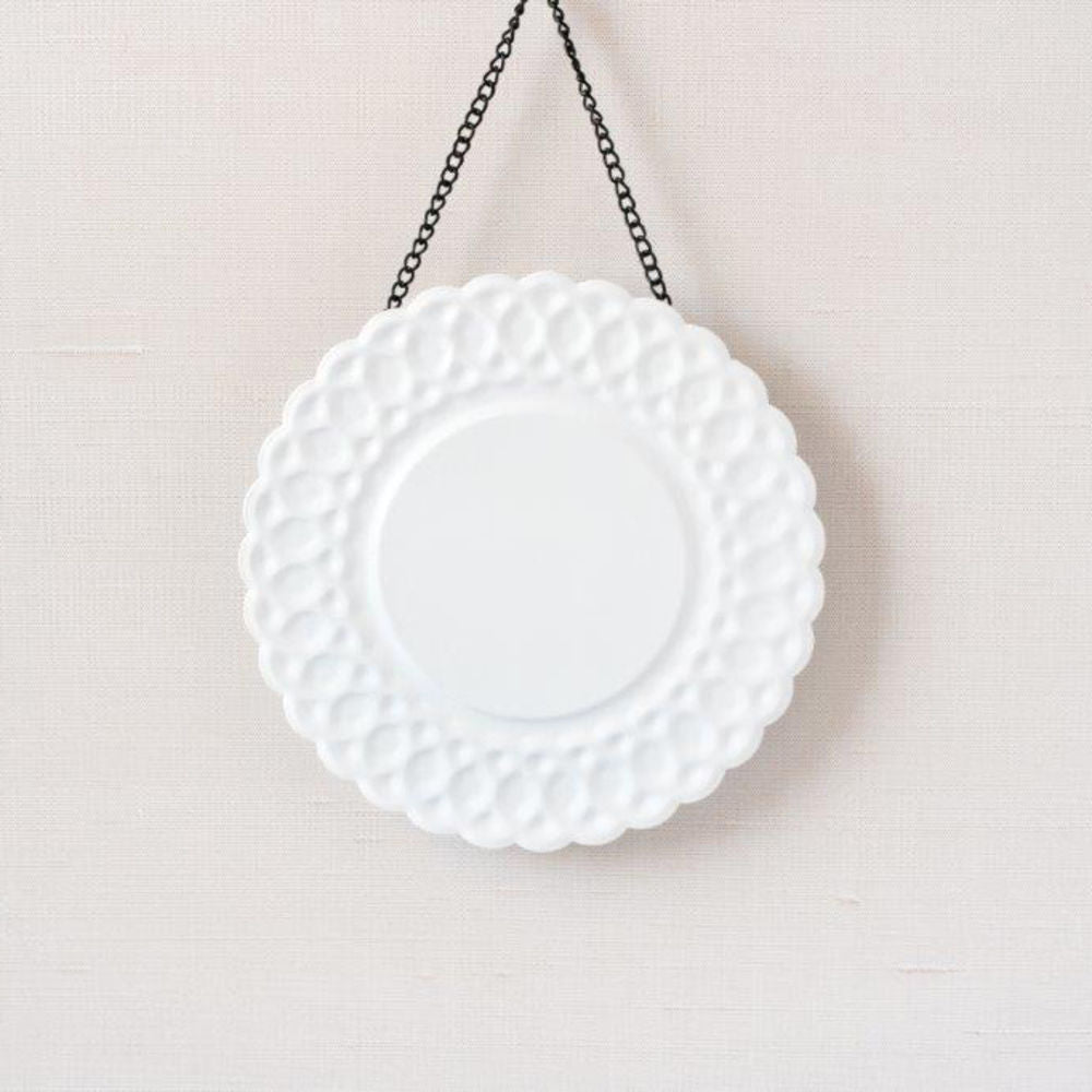 7" Metal Embossed Hanging Sign - White Magnetic Display