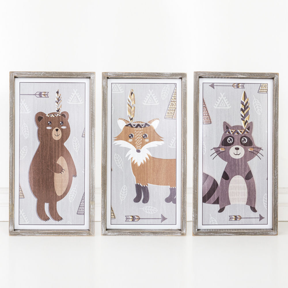 10.5x19.5 Woodland Animal Picture Frames - Set of 3