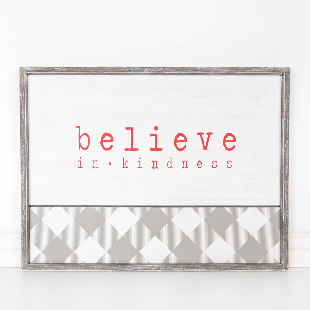Believe In Kindness Christmas Wood Framed Sign