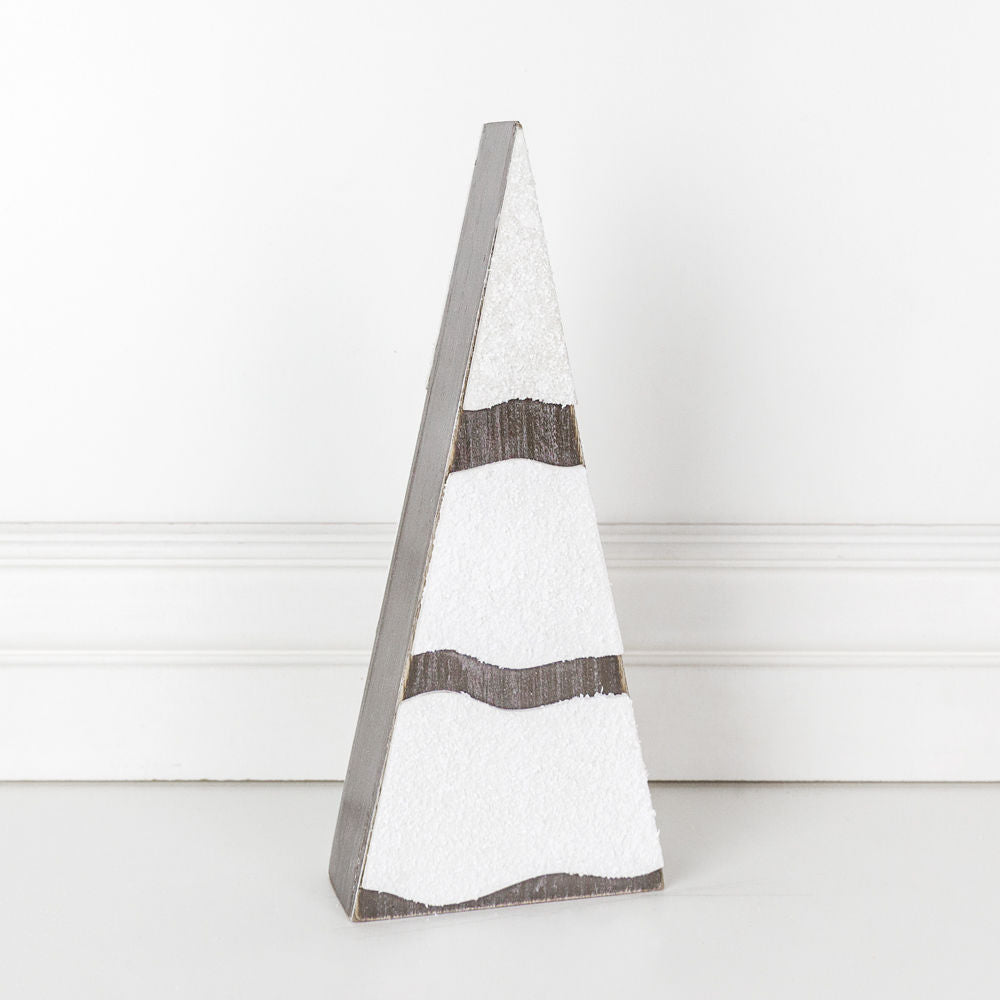 Dwella Decor Chunky Wood Christmas Tree - White & Brown