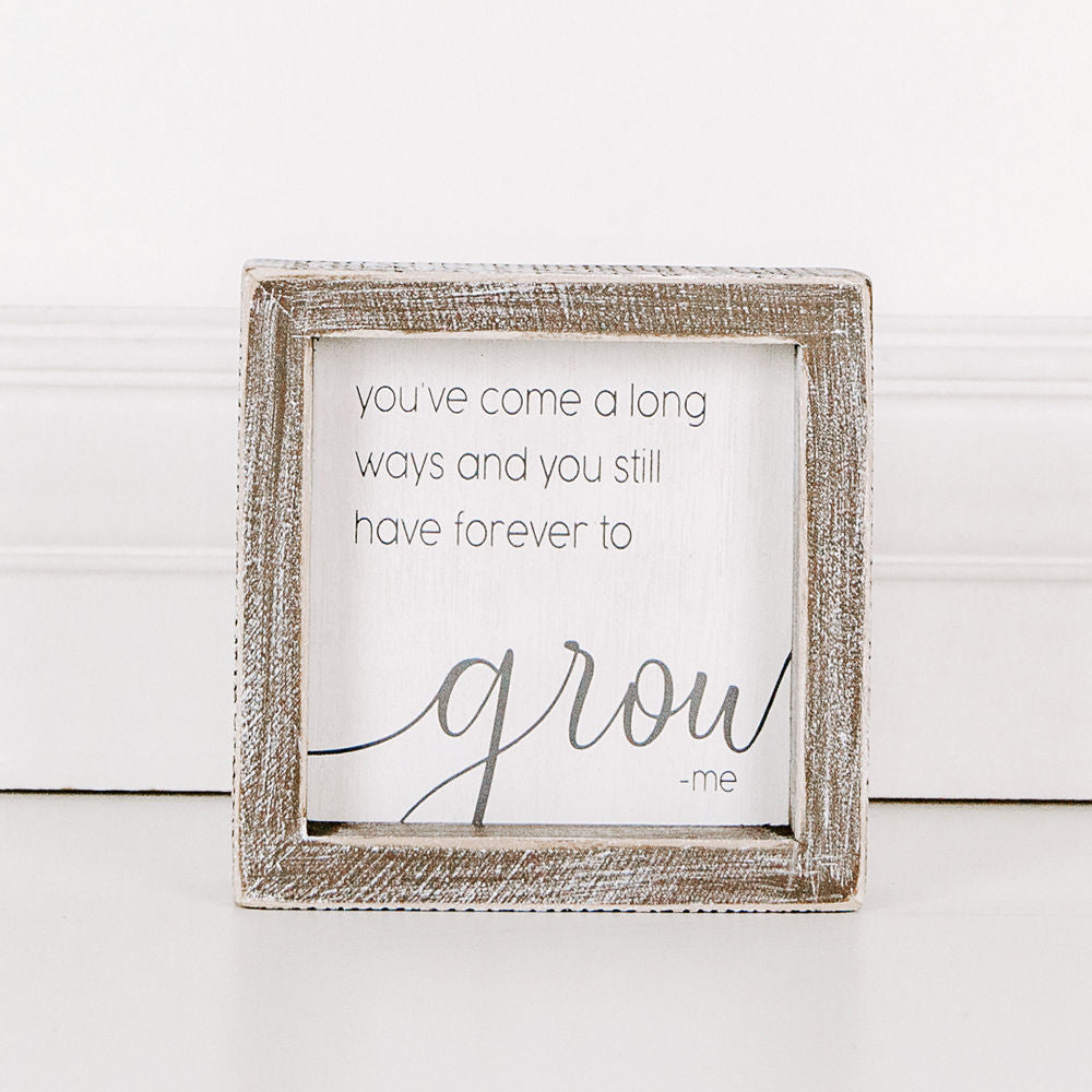 GROW Wood Frame Sign - White & Grey Scripty Collection