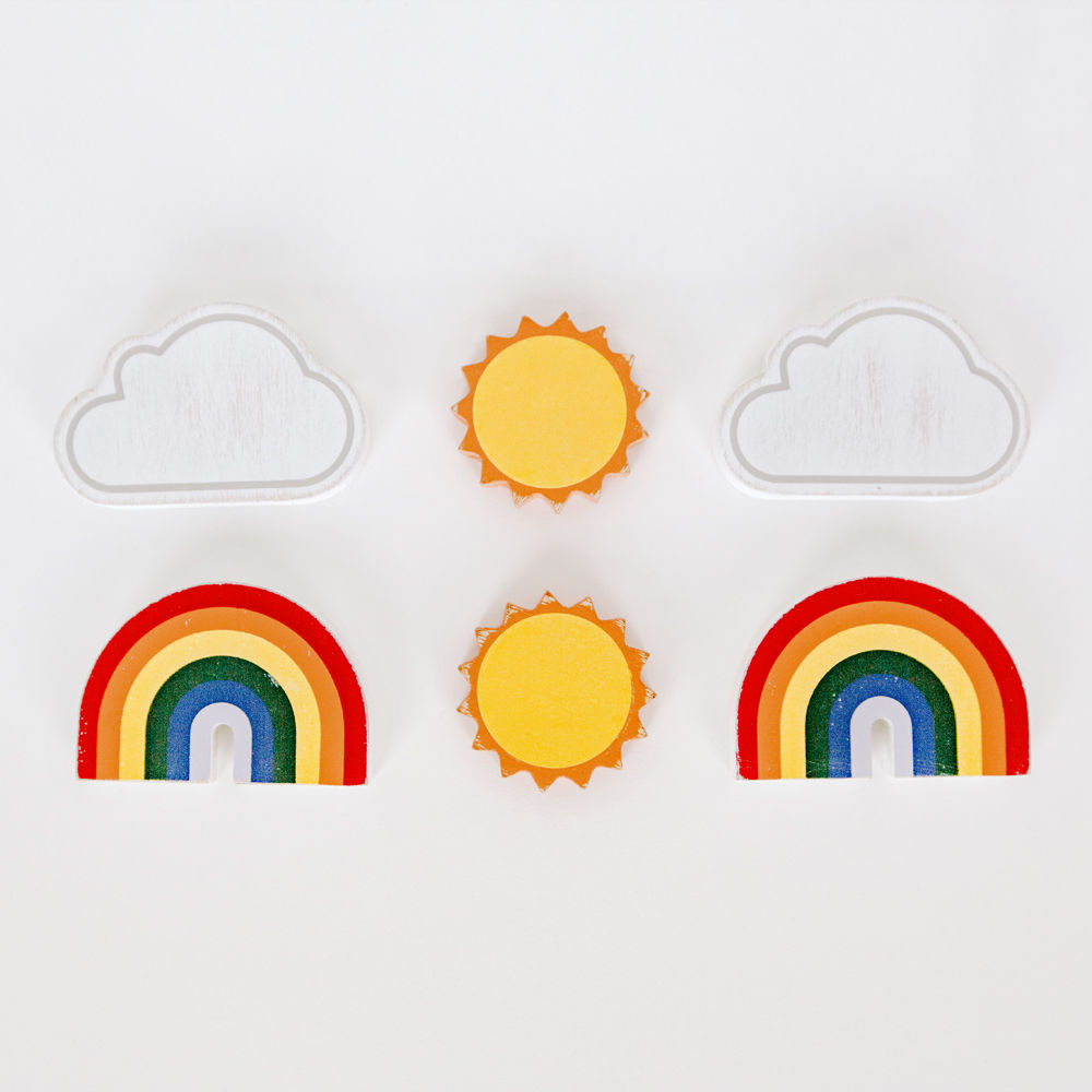 Weather Wood Shapes Set of 6 Multicolor
