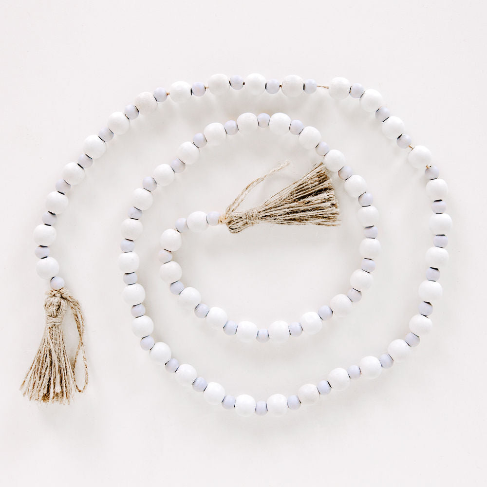 Wood Bead Garland - White and Blue Easter Decor