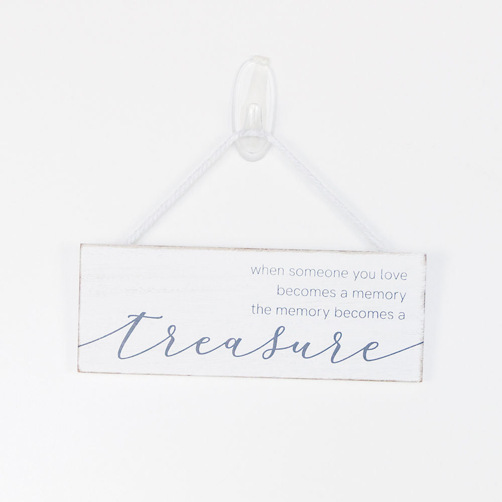 Memory Remembrance Wood Sign - White & Grey