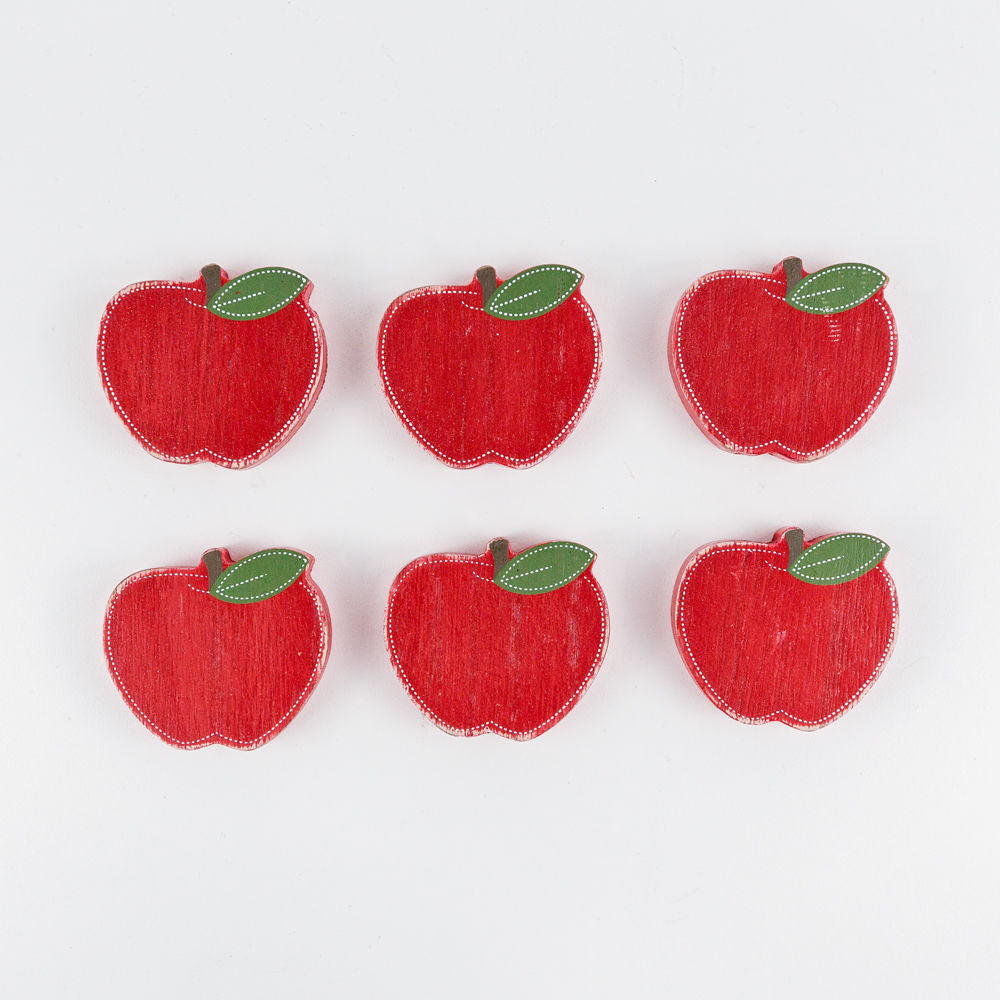 Multicolor Wood Apple Shapes - Set of 6