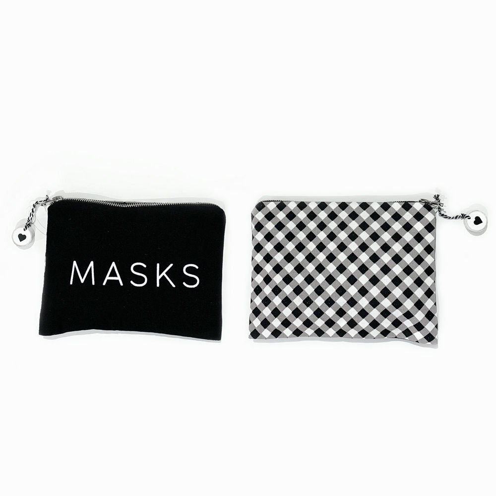 Masks Checkered Canvas Clutch