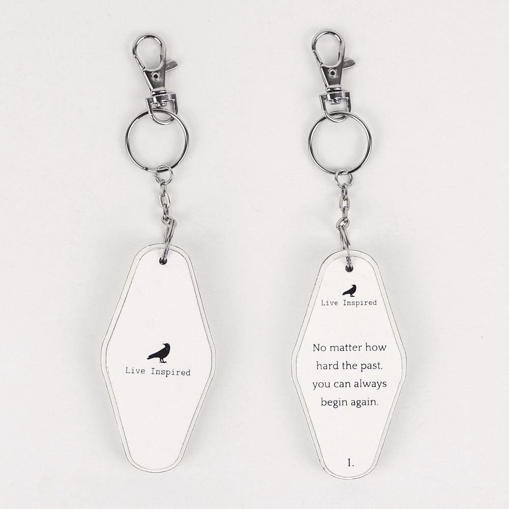 Always Begin Again Wooden Keychain