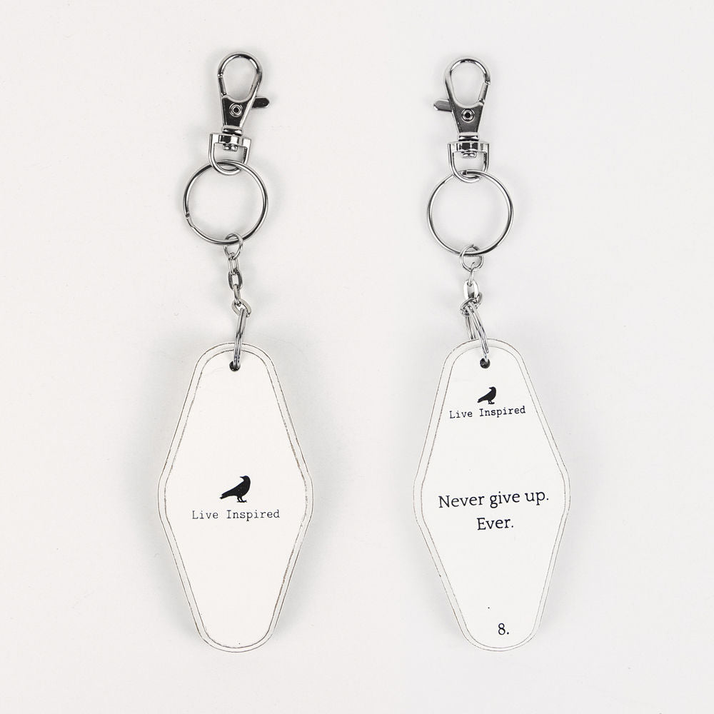 Dwella Decor Reversible Wood Keychain Never Give Up