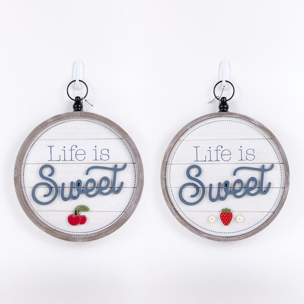 14" Reversible Wood Sign - Life is Sweet