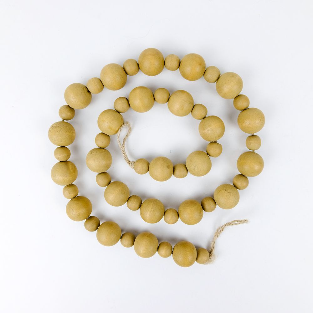 Wood Bead Garland - Amber Varied 32"