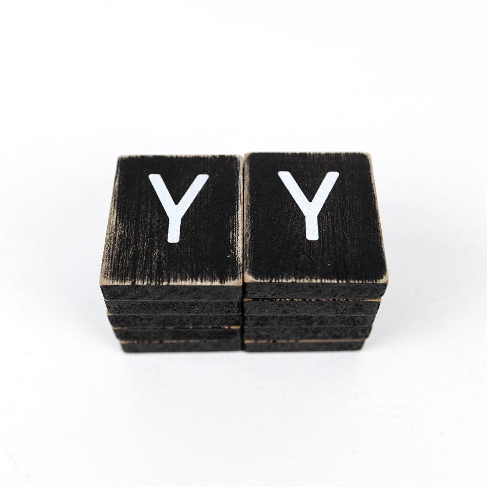 Wood Letter Y Tile - Black & White