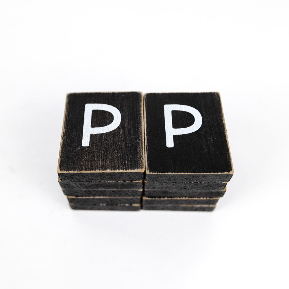 Wood Letter Tiles - Set of 10 Black & White