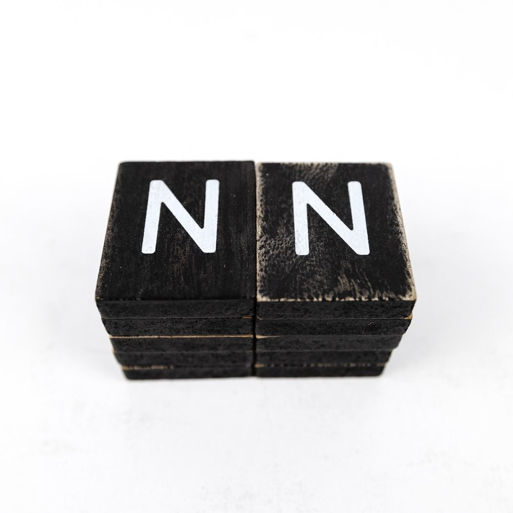 Wood Letter Tiles - Set of 10 Black/White