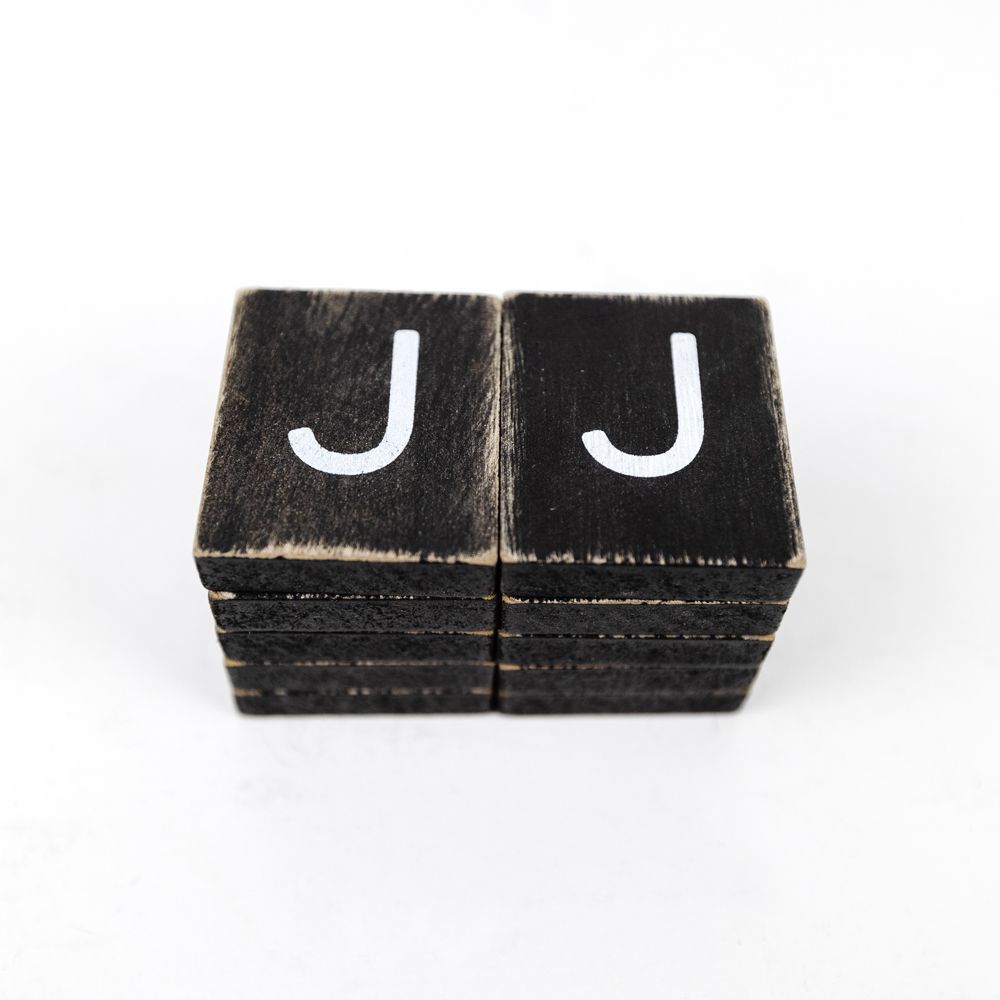 Wood Letter Tile - J (Black/White)