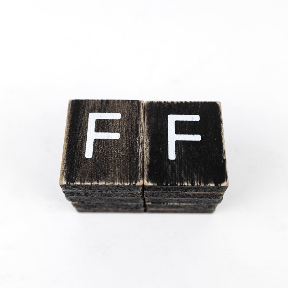 Black & White Wood Letter Tiles - Set of 10