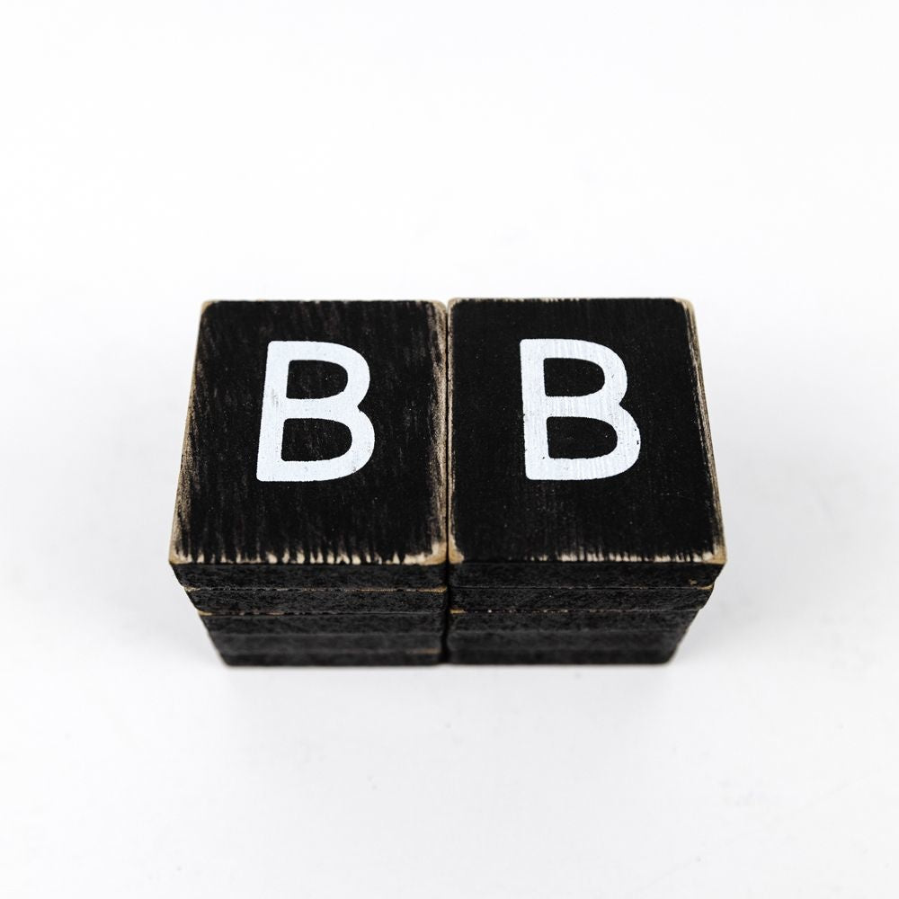Wood Letter Tiles - Set of 10 (Black & White)