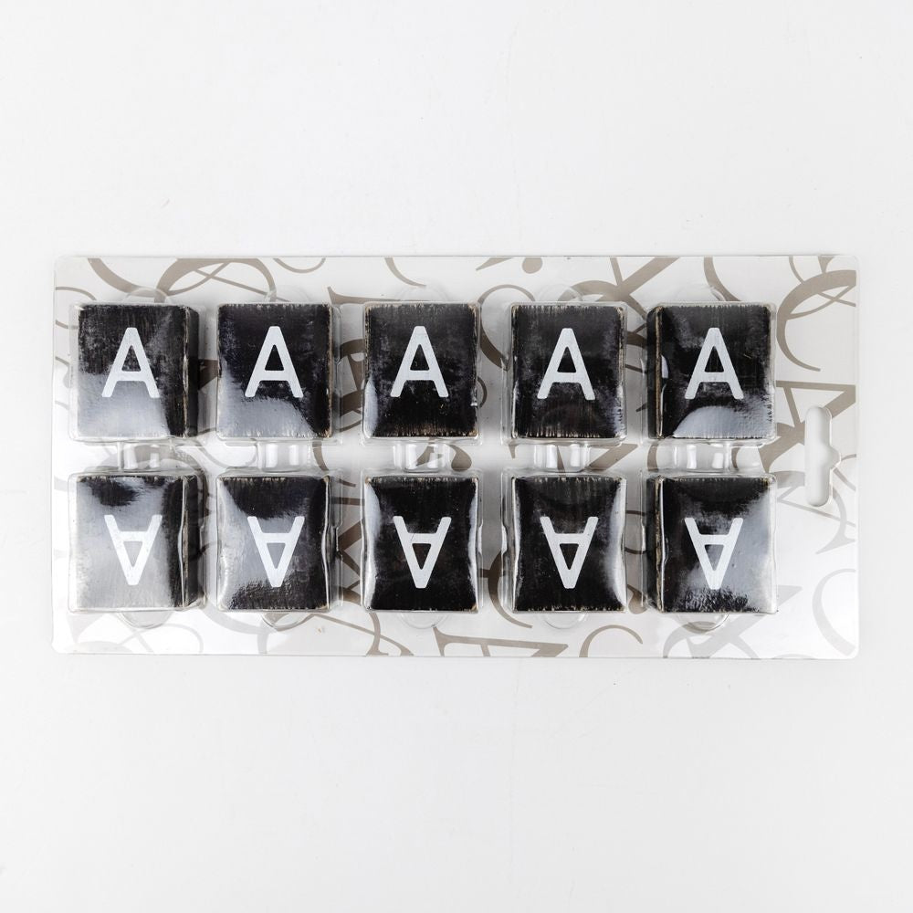 Wood Letter Tiles Set of 10 - Black & White
