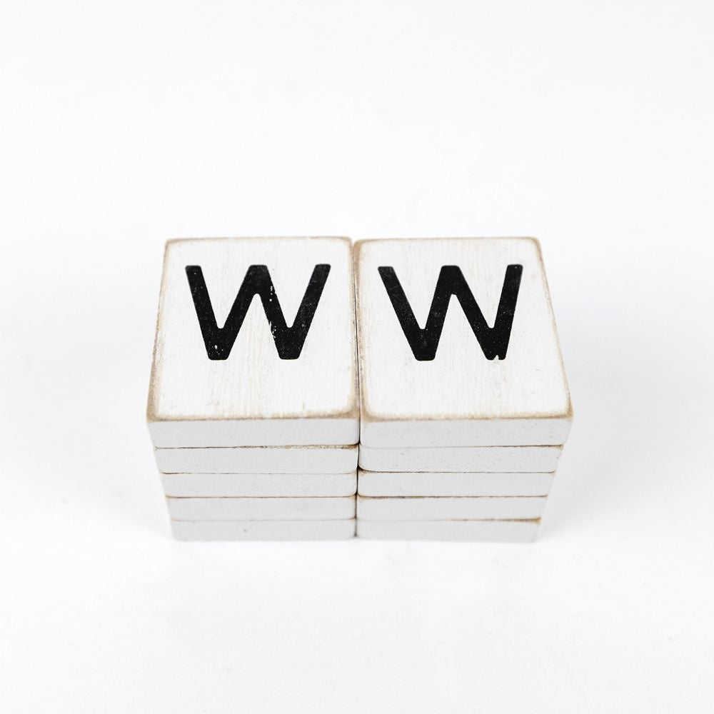 Wood Letter Tiles - Set of 10 (White & Black)