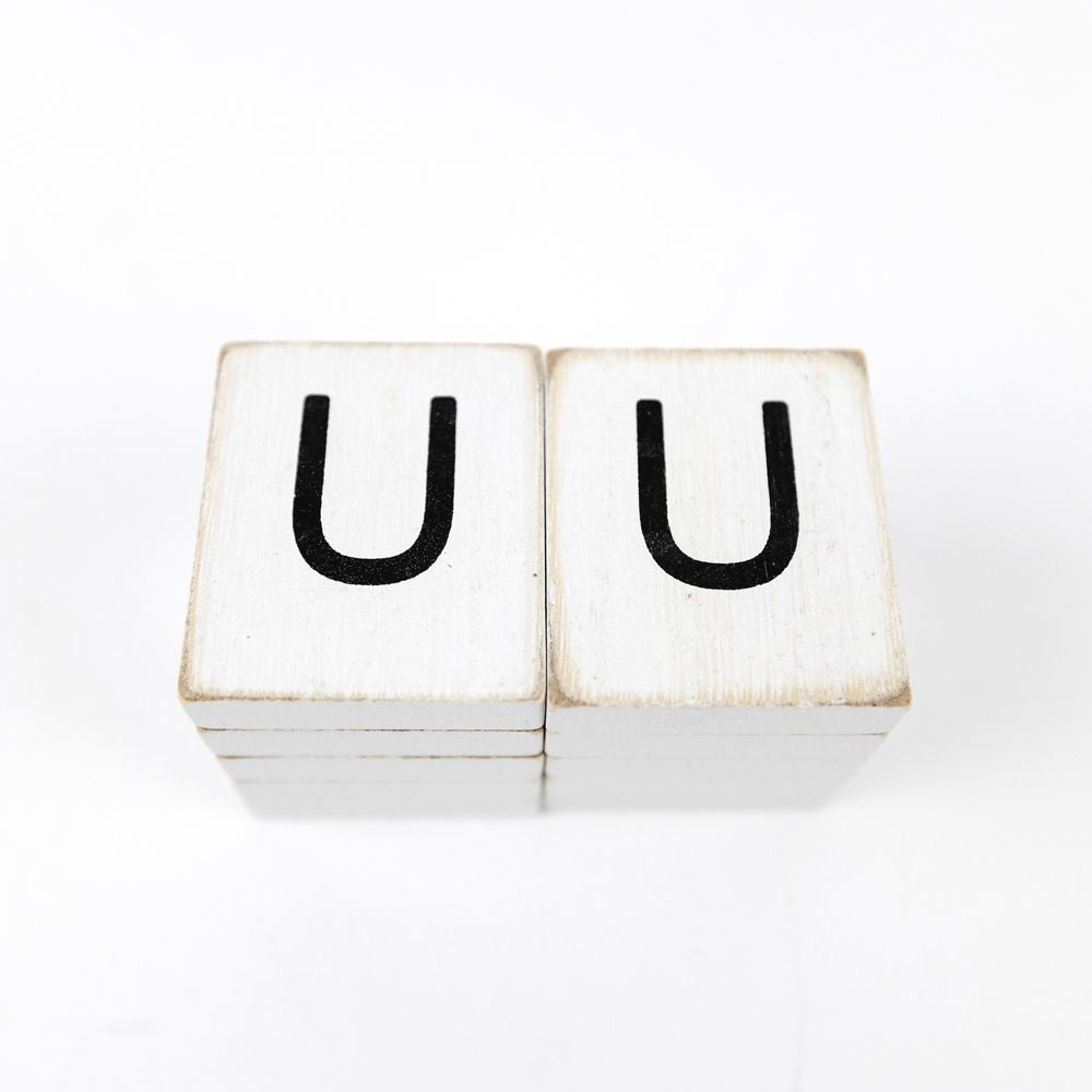 Wood Letter Tiles Set of 10 - White & Black