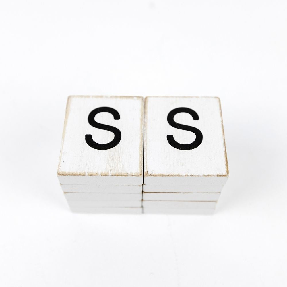 Wood Letter Tiles Set of 10 - Black & White
