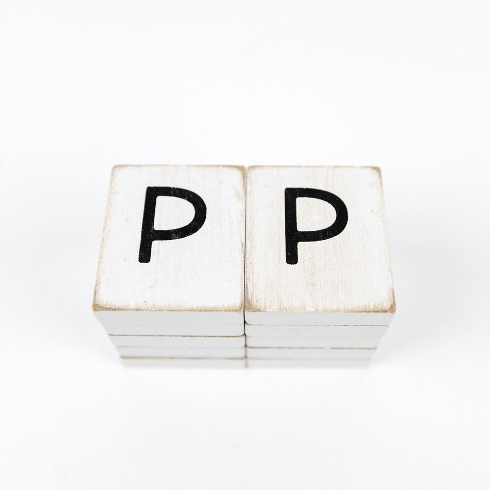 Wood Letter Tiles - Black & White Set of 10