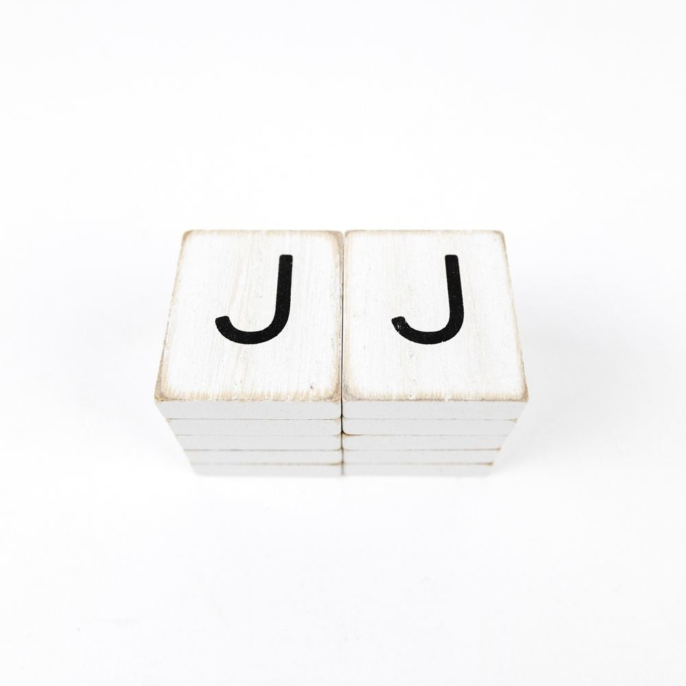 Wood Letter Tile - J (Black/White)