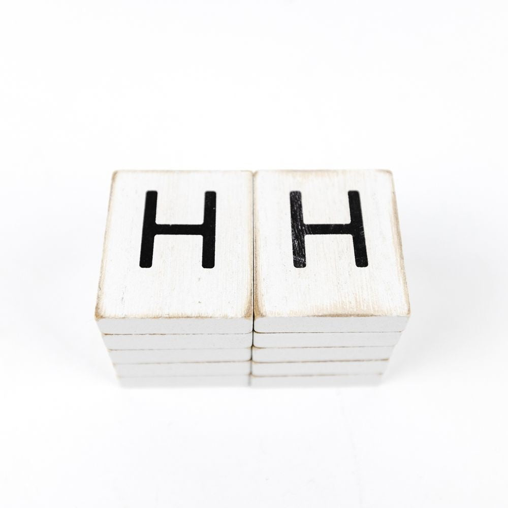 Wood Letter Tiles Set of 10 - Black & White