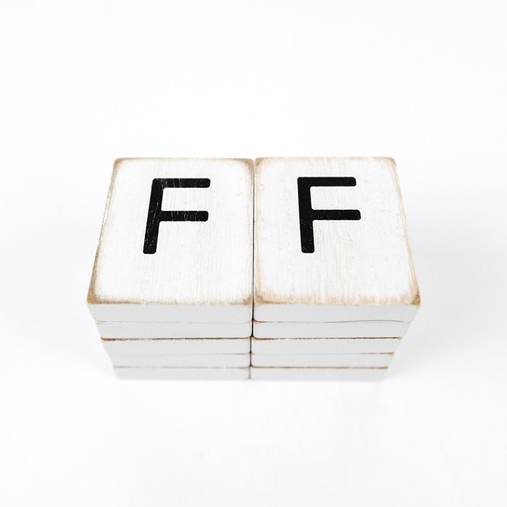 Wood Letter Tiles Set of 10 (White/Black)