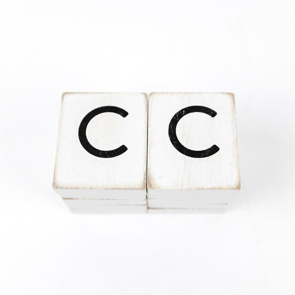 Wood Letter Tiles Set of 10 - Black & White