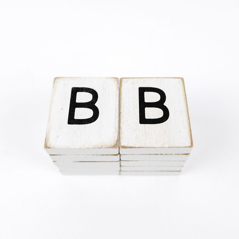 Wood Letter Tiles Set of 10 - Black & White