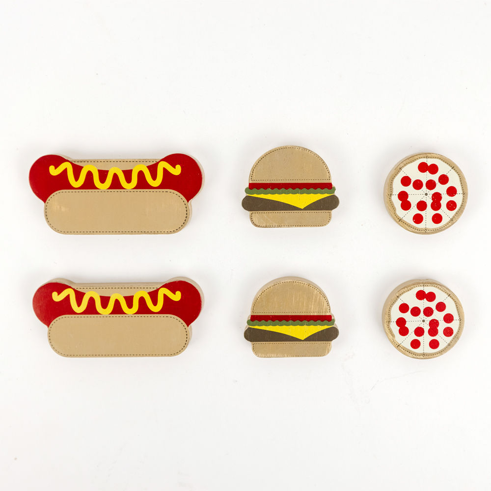 Wooden Fast Food Shape Set of 6