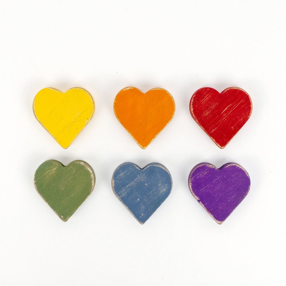 Rainbow Hearts Wood Shapes Set of 6