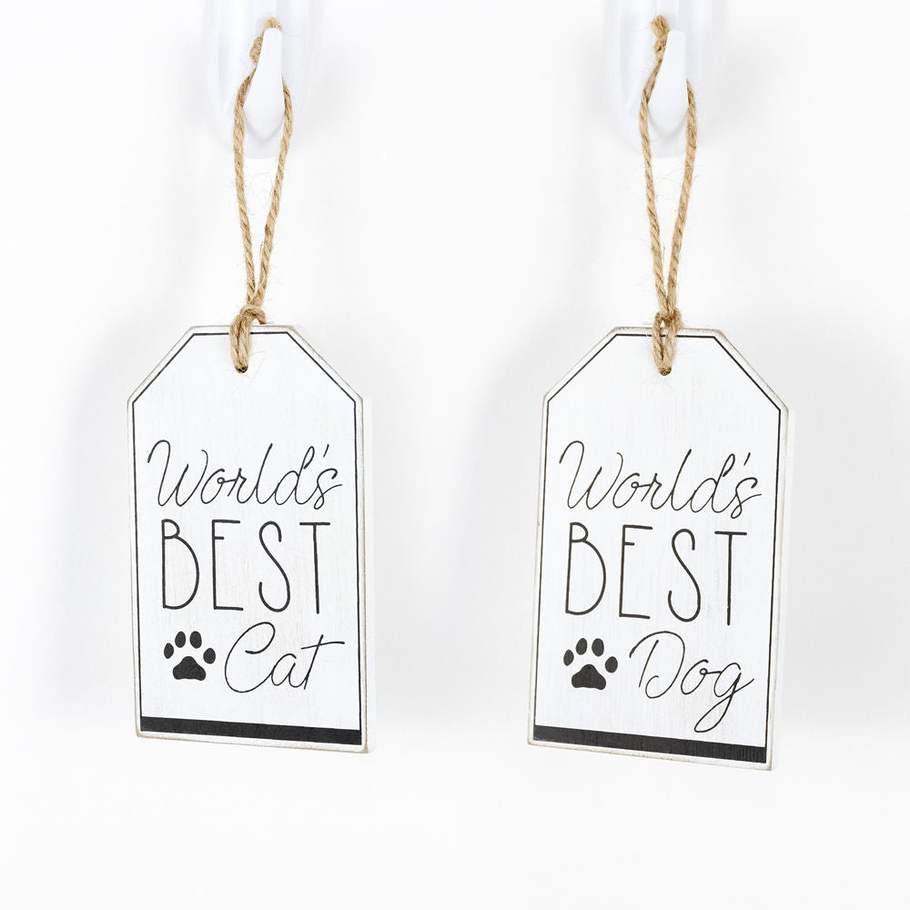 Reversible Dog & Cat Wood Sign