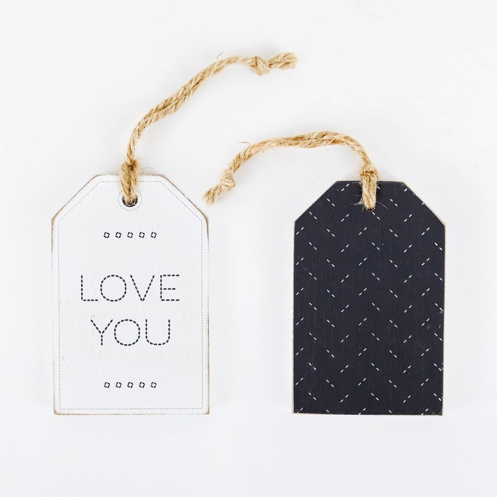 3x4 Reversible Wood Love Tag - White & Grey