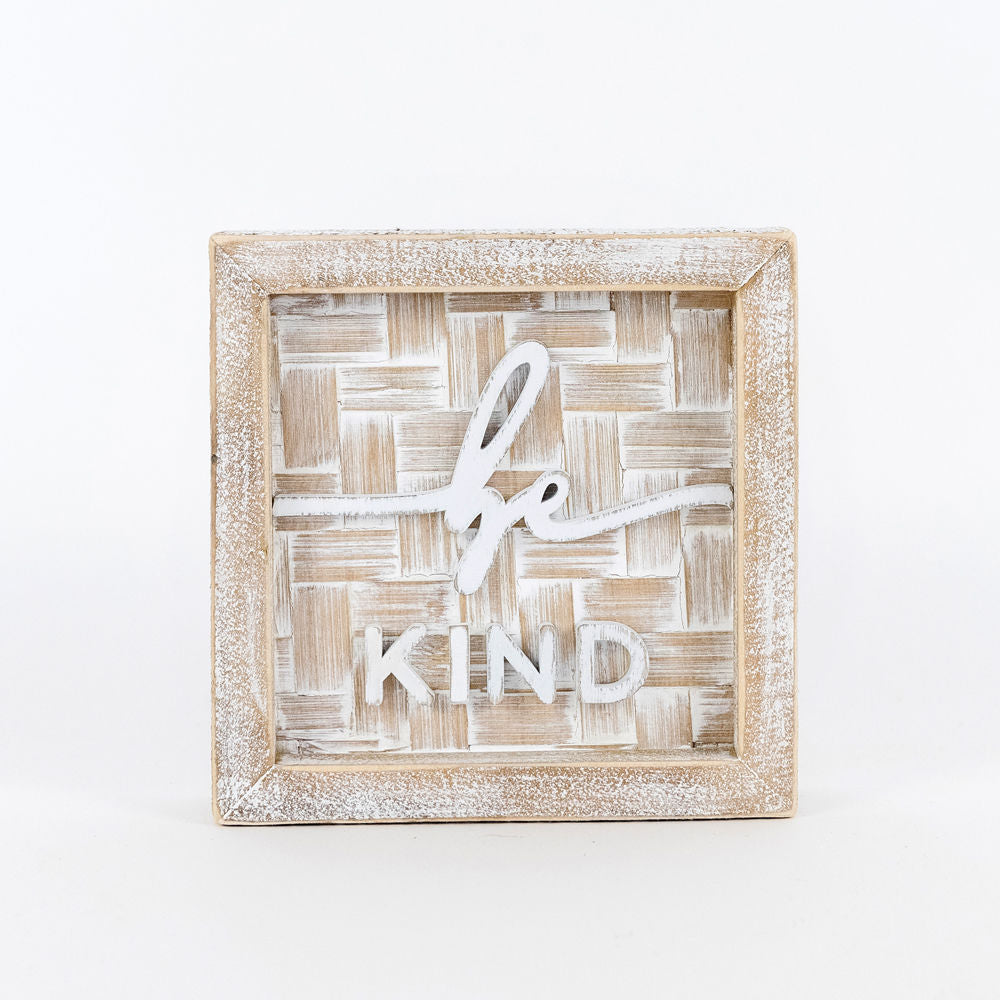 Be Kind Wood Framed Sign - 6x6 Motivational Wall Decor
