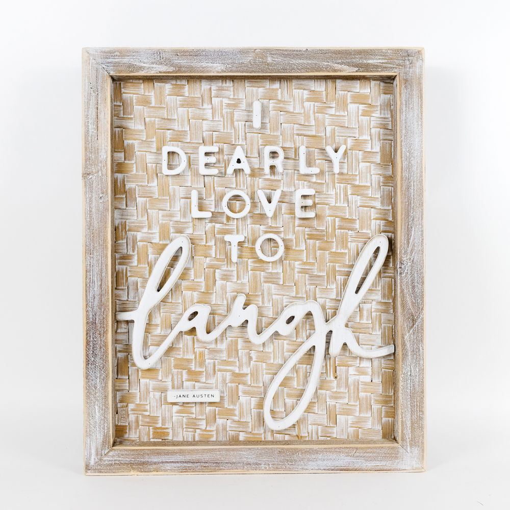 Laugh Framed Wood Wall Sign