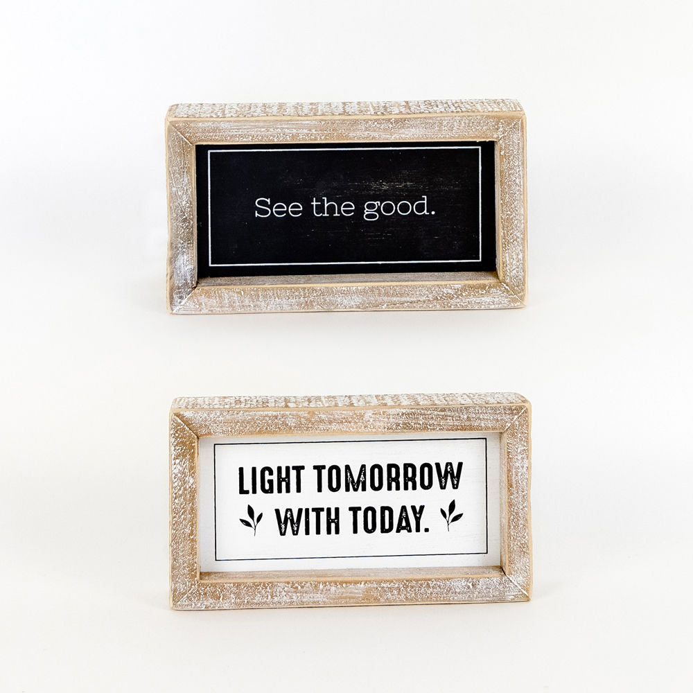 Dwella Decor Reversible Wood Frame Sign - Good/Today