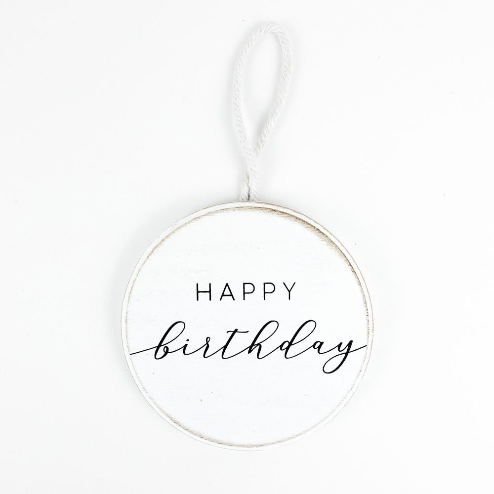 Birthday Wood Ornament - Black & White
