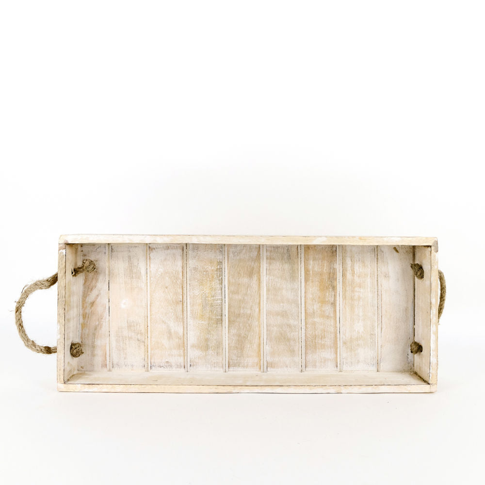 Shiplap Mango Wood Tray - White