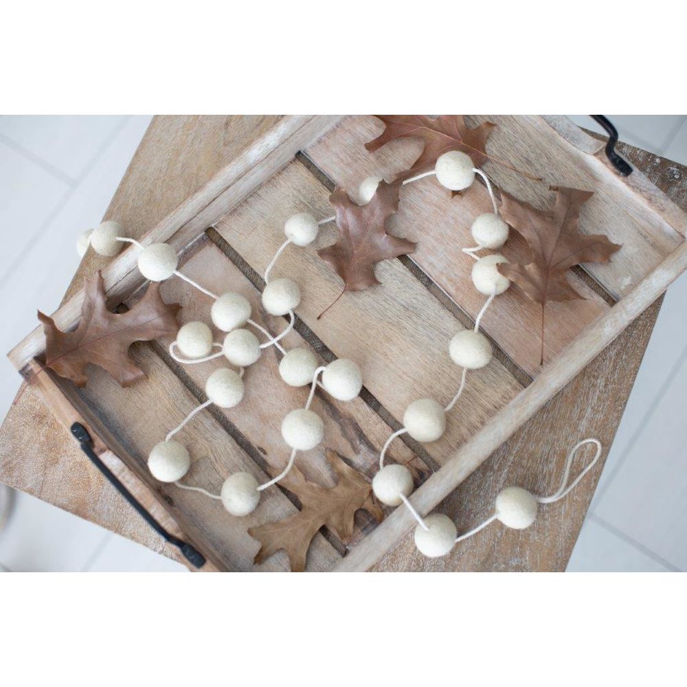 White Felt Ball Garland - 72 Inches