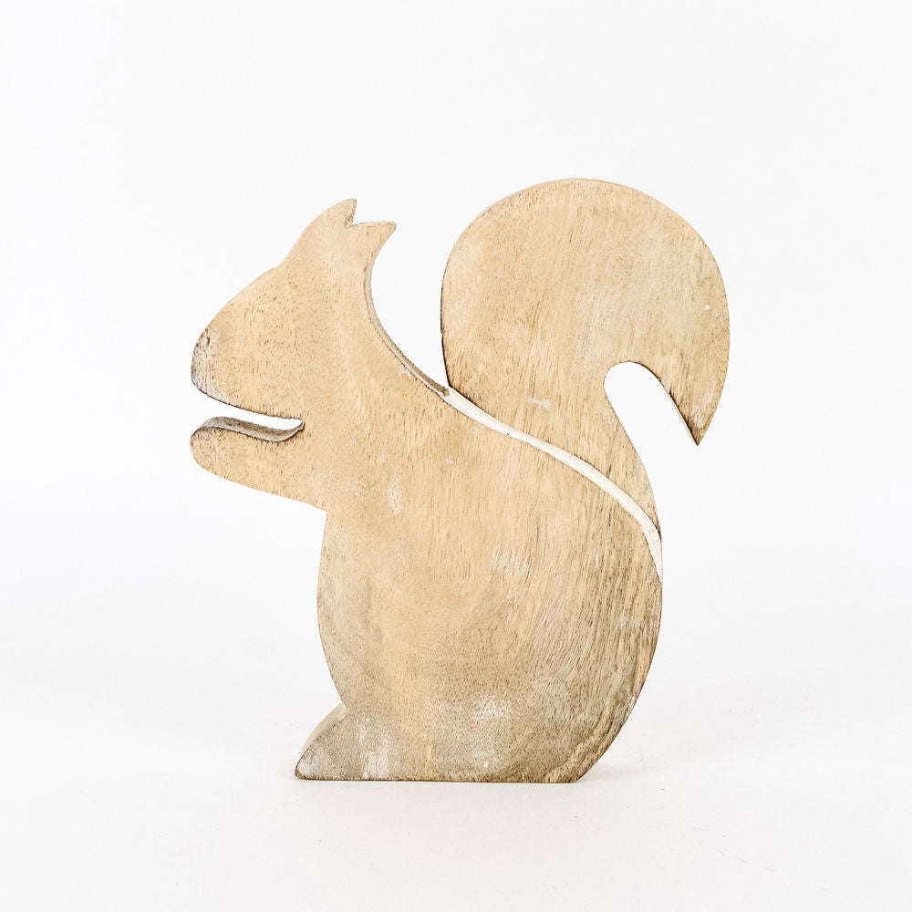 Mango Wood Squirrel Cutout Decor