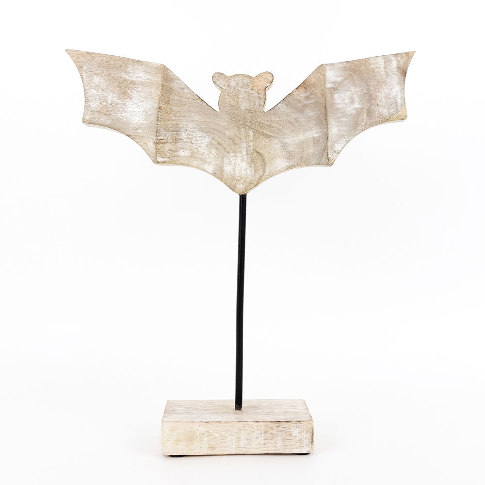 Mango Wood Bat Decor on Stand