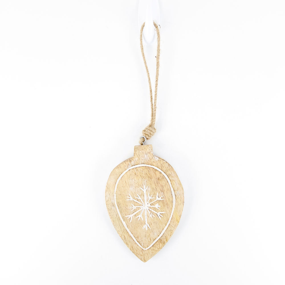 Dwella Decor Mango Wood Teardrop Ornament - Believe In Kindness Collection